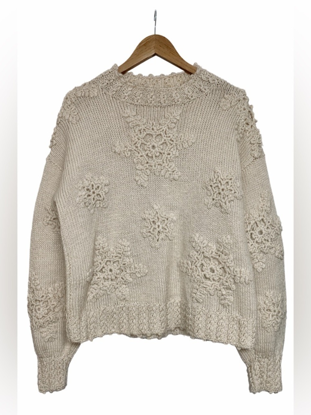 Handmade Chunky Knit Floral Textured Cottagecore Sweater